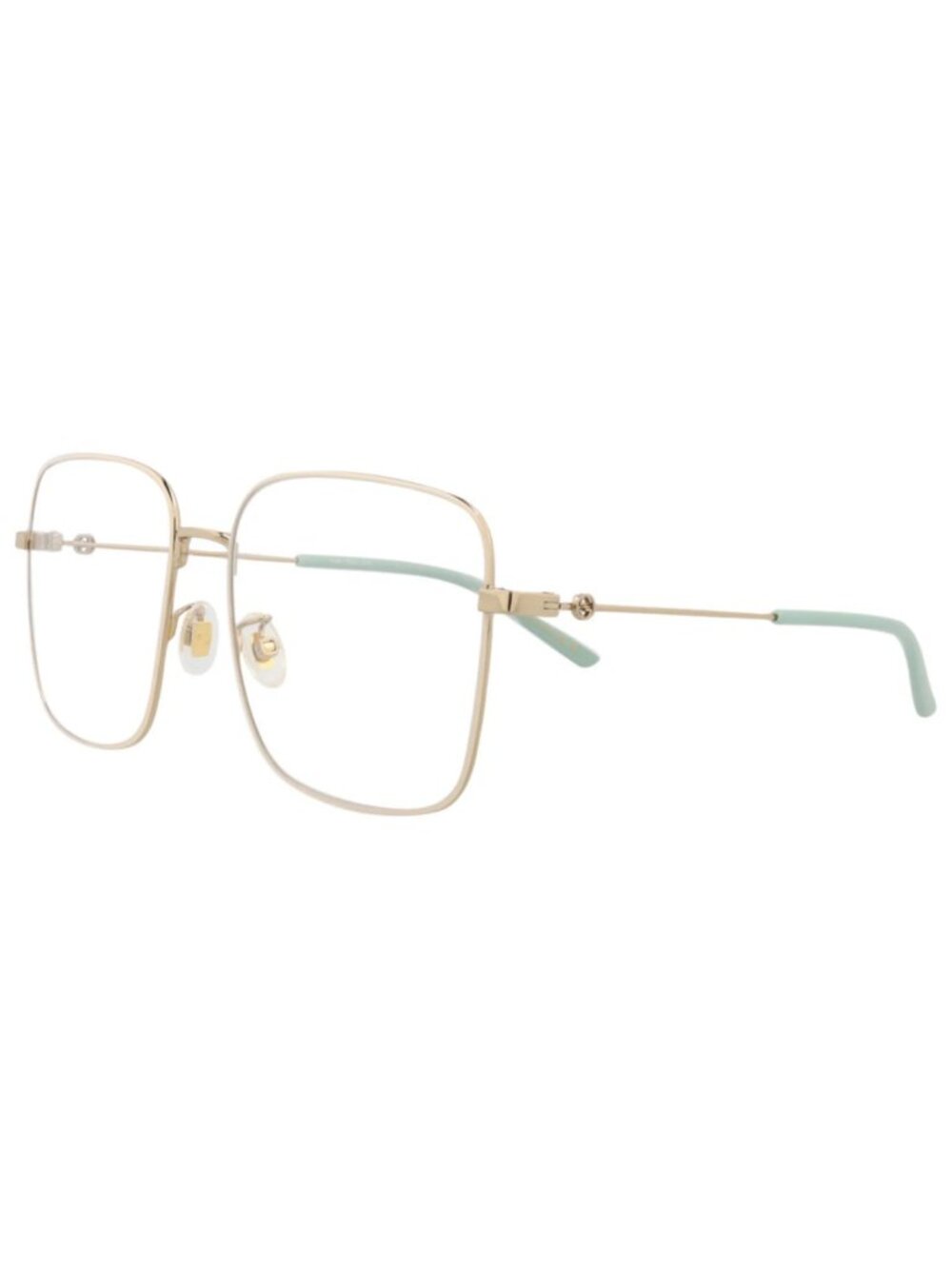 New Gucci Women's Eyeglasses Square Rectangle Metal Frame Gold Gold Transparent